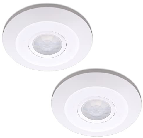 ARUM® 2 Détecteur de Mouvement Plafond Infrarouge Intérieur Blanc pour Éclairage - Distance Détection 8 m en Champ Libre - Angle 360° - IP20