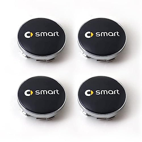 MEFFEE 4 Stück Auto Nabendeckel Radmittenkappen für Smart Fortwo Forfour 450 451 454 453 60mm, Nabenkappen Radnabenkappen Staubschutzabdeckung Radnabenabdeckung Wasserdicht Zubehör,B