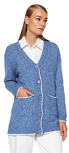 Trendyol Women's Damen Gemustert Lange Ärmel Regulär Hijab Cardigan Sweater, Blue, M