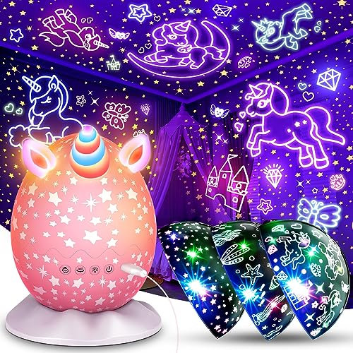 Tesoyzii Licorne Veilleuse Etoile Projection, Licorne Cadeau Fille 2 3 4 5 6 7 8 Ans Licorne Jouet Fille 3 4 5 6 7 8 9 Ans Licorne Lampe Projecteur Ciel Etoile Noël Cadeau Veilleuse Nomade Rose