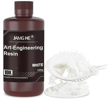 Upgraded ABS-Like Resin, 10K Art-Engineering Toughness Non-Brittle New 3D Printer ABS-Like Resin for UV-Curing Photopolymer Rapid High Precision Low Odor LCD DLP SLA 405nm Resin (White)