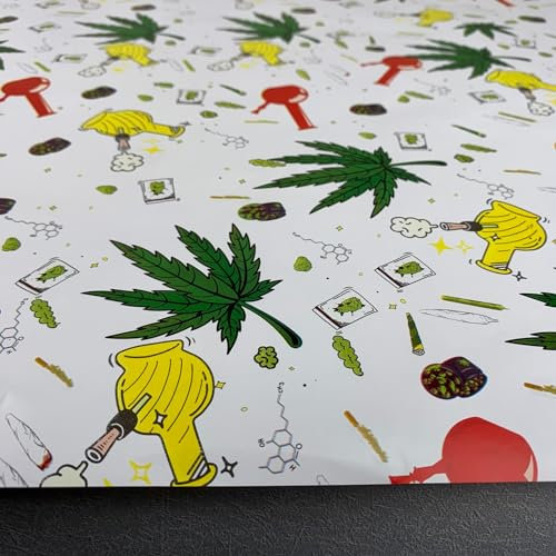 5x Rollen - 420 Geschenkpapier - Cannabis-Blatt/Hanf Style - Weihnachten, Geburtstag, Valentinstag, Ostern