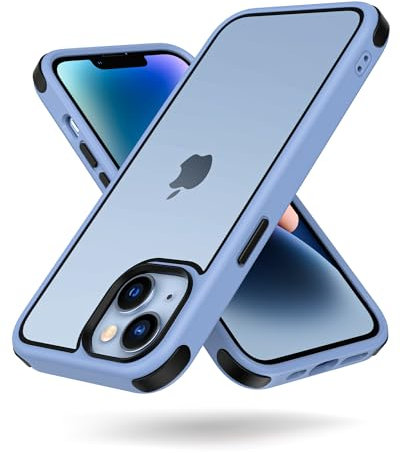 MobNano Ultra Hybrid Durchsichtig Hülle für iPhone 13 Hülle, iPhone 14 Hülle Stoßfest Bumper Transparent Handyhülle Shockproof Fallschutz Silicone iPhone 13 14 Case - Blau/Schwarz, USIP1314