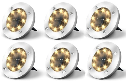 Jsdoin Solar Lights Outdoor Garden,Deck Lights Solar Powered - 8 LED,for Landscape,Walkway,Lawn,Steps Decks,Pathway Yard Stairs Fences,Garden Decorations Warm (6)