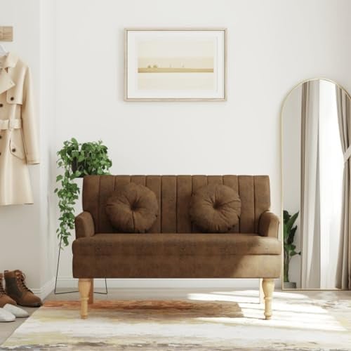 Festnight Sitzbank mit Rückenlehne Polsterbank Braun Schlafzimmersofa mit Rückenlehne Essbank 120x62x75,5 cm Sitzbank Bank Stoff