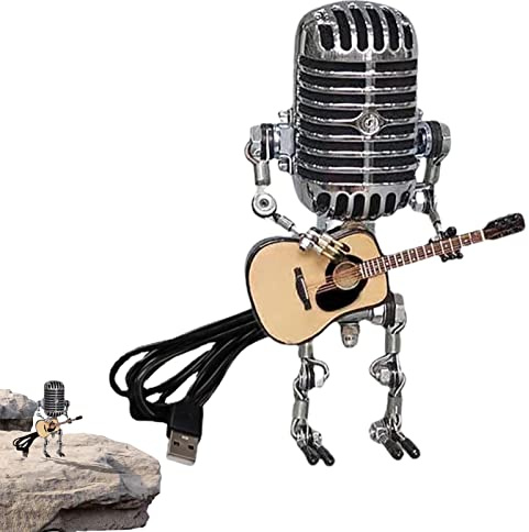 Retro-Stil Mikrofon Roboter Schreibtischlampe Halten Gitarre Vintage Vintage Mikrofon Roboter Touch Dimmer Lampe Tischlampe Langlebig