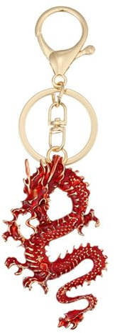 Maxtonser Porte-clés Pendentif en Cristal Multicolore Dragon Chinois, Ornement à la Mode pour téléphones, Porte-clés créatif, Cadeau, Rouge