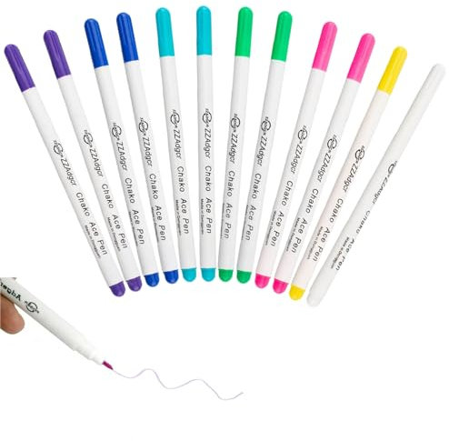 12 bolígrafos de marcado de tela borrables en agua, 7 colores, solubles en agua, marcadores de trucos solubles en aire, bolígrafo de desvanecimiento automático, bolígrafo de marcado de costura,