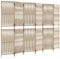 vidaXL Paravent 6-TLG., Raumteiler Linien-Webdesign Faltdesign, Trennwand Sichtschutz für Innen Außen, Spanische Wand Raumtrenner, Beige Poly Rattan