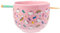 Silver Buffalo Sanrio Hello Kitty Bows Stars Rainbow Pattern Ceramic Ramen Noodle Rice Bowl with Chopsticks, Microwave Safe, 20 Ounces
