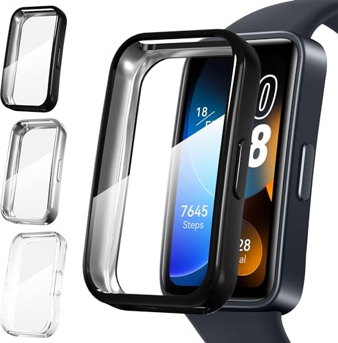 Diruite 3 Piezas Funda Protectora para Huawei Band 10/Band 9/Band 8 Protector Pantalla,HD Resistente Arañazos Suave TPU Carcasa Protector para Huawei Band 10/9/8 Case