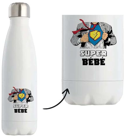 Bouteille isotherme Super Beau-papa | Gourde Thermos Famille Papa Fête des Pères Cadeau Noël Anniversaire Homme