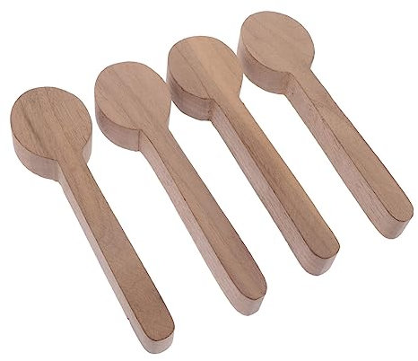 NUOBESTY 4pcs Unfinished Wooden Spoons Whittling Kit Handmade Craft Spoons for Creative Projects Smooth for Easy Use for Family Crafting and Imagination Development