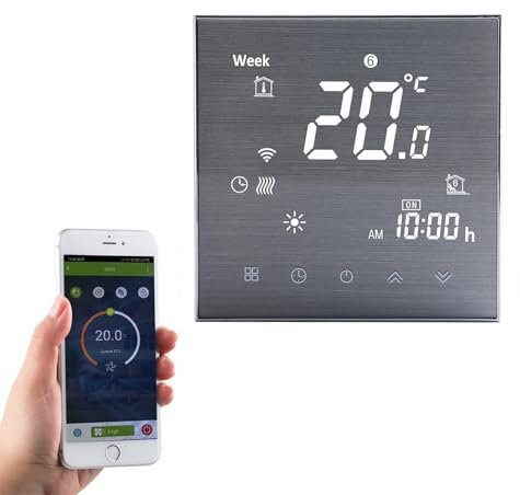 Qiumi Smart Thermostat WiFi programmierbare drahtlose Tuya Smart Life APP Fernbedienung, 5A Wasser Fußbodenheizung kompatibel mit Alexa Google Home