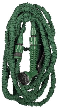 HERSIG - Manguera extensible de jardín verde osc. - 10m. + funda