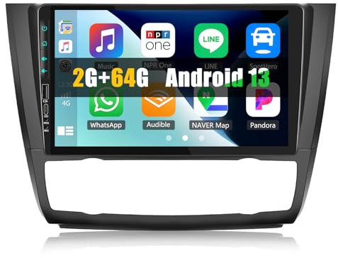 2+64G SIXWIN Android 13 Autoradio pour BMW 1 Series E81 E82 E87 E88 2008-2012 avec Carplay/Android Auto/Mirrorlink,9 Pouces unité de tête stéréo Voiture avec EQ/WiFi/GPS/Bluetooth/FM/RDS/USB
