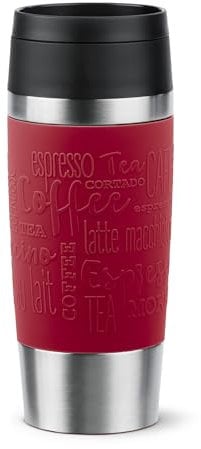 Tefal N2020410 Tasse de voyage classique rouge 0,36 l avec couvercle à vis confortable, presse rapide, manchon doux au toucher, prête pour le voyage, réutilisable, 100% étanche, garde les boissons