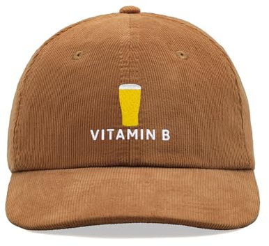 Vitamin B Bier Cord Baseball Cap Vintage Unisex Papa Hut Verstellbar Vatertag, camel, Einheitsgröße