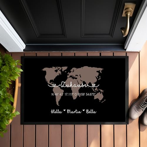 Manufaktur Liebevoll Fußmatte Personalisiert Namen Fussmatte Schmutzfangmatte Koordinaten Teppich Geschenk Hochzeit Familie Geschenk Einzug Umzug Name (Zuhause)