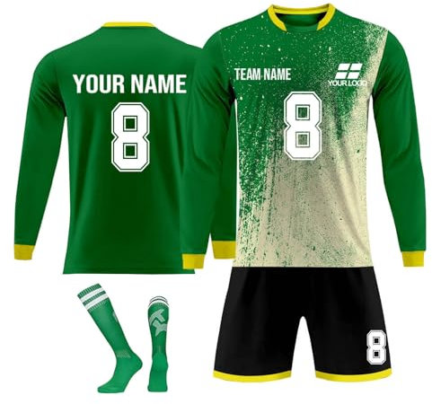 Long Sleeve Football Kit for Mens Boys' Football Jerseys with Shirts Shorts and Socks Children's Jersey Sets Football Training Kit Fan Gifts