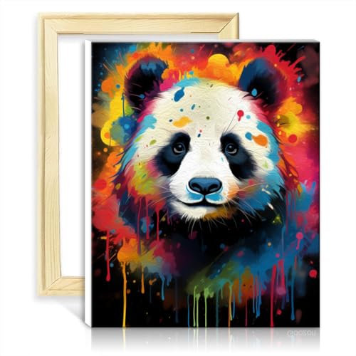 TANGFEIY Peinture par numéros Panda DIY Peinture par numéros Adultes Débutant avec Pinceaux et Pigment Acrylique sur Tableau d'Art pour Décoration Intérieure Sans Cadre (30x40cm)