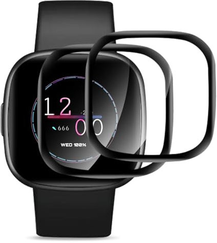 Cable Leader 2 Stück Schutzfolie für Panzerglas für Fitbit Versa 3/Sense/Sense 2/Versa 4, Ultraklarem für Fitbit Versa Schutzglas, Anti-Staub Wasserdicht Anti-Bläschen Fitbit Sense Panzer Schutz Glas