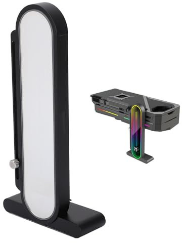 XUMIUZIY RGB GPU Stand with Temperature Display, Height Adjustable GPU Support Bracket, Anti Sag Bracket & Magnetic Base, 5V 3PIN ARGB Video Card Brace for PC Graphics Cards