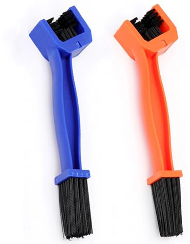 Ketten Reinigungsbürsten 2 Stück Kettenreiniger Bürste Set Kettenreinigung kettenbürste Sauberen Bürsten zum Reinigen für Auto- Motorrad-, Fahrrad- oder Rollerketten Chain Cleaner Brush (Blau Orange)