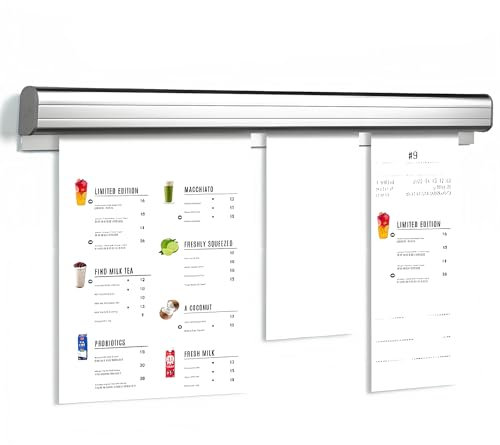 Alriedy klemmleiste,Bonhalter, Selbstklebend Aluminium Bestellhalter Zettelhalter Gastronomie Bonschiene Notizleiste Tab Order Grabber für Küche Ticket Hotel Bar Büro Bestellungen