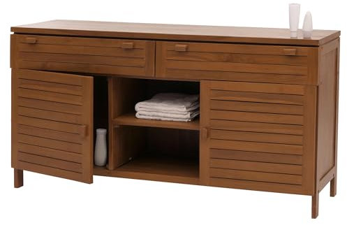 Mendler Teak-Waschbeckenunterschrank HWC-M87 80x150x40cm
