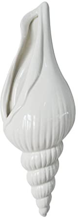 IMIKEYA 3dimensional Keramik Wandvase Muschel Wanddekoration Weiß Kreative Blütenvase Für Wohnzimmer Hotel Sofa Hintergrund Umweltfreundlich