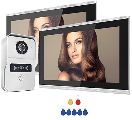 Wireless Doorbell 2MP 1080P 10-Inch Video Intercom Touch Screen Wireless Wifi Wired Doorbell For Villa Flat Access Control for Home School Office (Size : 2v2-2C-8POE Add 32G TF Card) (1v2 Add 32
