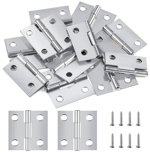 Jeboler Scharniere Klappbar Klein 25mm × 25mm, 12Stk Edelstahl Türscharnier | Scharnier Klavierband mit 48 Stück Schrauben für Kleine Klapptüren, Fenster, Schränke, Badezimmerspiegeltüren und Ablagetüren