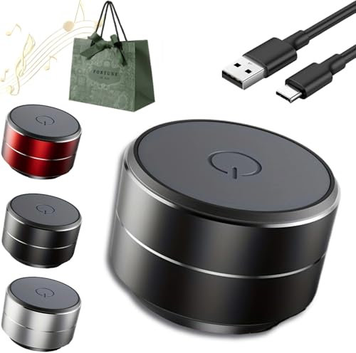 Buzzgo Echo Speaker, Mini Buzzgo Speaker Bone Conduction, Compact Speakers with Enhanced Bass, Pocket-Sized with USB-C Charging, Button Control, Unique Adhesive Design, For Smooth Surface (Black)