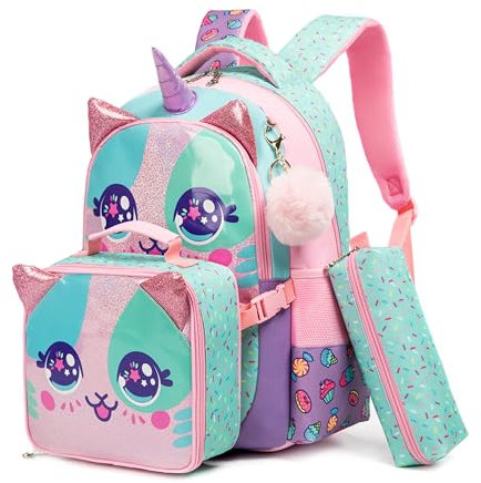 HTgroce Mochila Unicornio Niña, Mochila Niña Escuela Primaria Mochilas Escolares Infantiles Lleva una lonchera y un Estuche para lápices 16inch 4-12 Años