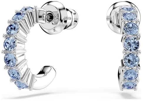Swarovski Mini Womens Hoop earrings Round cut - Blue - Rhodium plated - 5725789