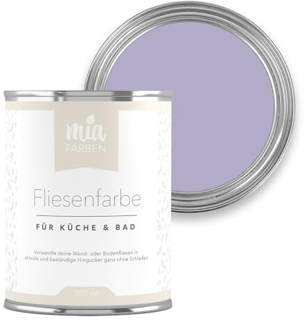 miafarben Fliesenfarbe ohne Schleifen matt 750ml (Mias Lavendelblüte) | Fliesenlack für Wand und Boden in Bad und Küche, hochdeckend, wischfest, strapazierfähig, wasserbasiert