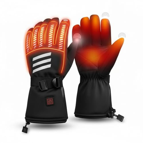 Inoamity Beheizbare Handschuhe Herren & Damen mit 7.4V 3000mAh Akku, 3-Stufen Heizung (40-65°C), Skihandschuhe Wasserdicht & Touchscreen für Winter Ski, Motorrad, Radfahren, Wandern, XL