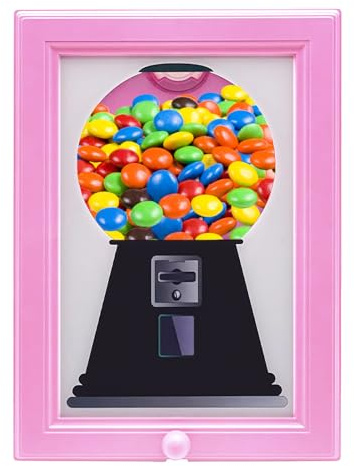Candy Dispenser Picture Frame, Suspension Sweet Dispenser Picture Frame, Handy Candy Frames, Home Decoration for Candies Nuts Dog and Cat Snacks Holiday Gifts (Pink)