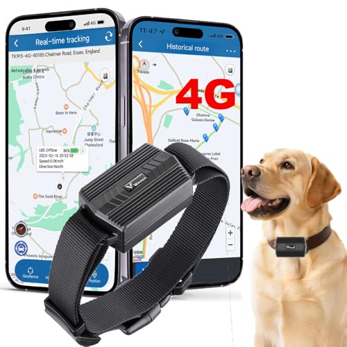 4G Dog Tracker, NO Subscription Required Waterproof 3000mAh Rechargeable Real-Time Tracking Dog GPS Tracker Collar 4G with Smart Alerts & Geo-Fence Tracker Devices for Hound, Horse, Sheep, Large Dogs