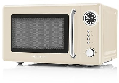 ETA Mikrowelle Storio I freistehend I 20 L I 700 W I 12 Automatikprogramme I Auftauen I 24.5 cm I Drehteller I Edelstahl-Innenraum I Timer I Kindersicherung I Beige