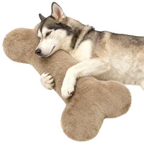 Qoukonao Plüsch Hundeknochen Spielzeug | 70 cm Beruhigungskissen Für Welpen - Hund Komfortkissen - Für Tierhalter Wohnung Büro Schlafzimmer Arbeitszimmer Zwinger Spielzeit Entspannung