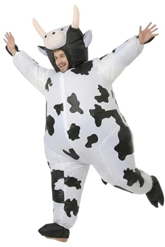 FUNFOCUS Disfraz de vaca inflable para adultos, divertido disfraz de vaca de cuerpo entero - Inflatable Cow Costume Adults - perfecto para carnaval, Fasching, fiestas temáticas y JGA – Talla única