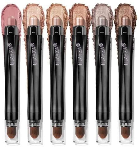 LUXAZA PRO Brown Canyon - Set di 6 matite per ombretto neutro, colore nude, metallizzato, opaco, palette ombretti crema, eyeliner, penna illuminante, trucco di Halloween