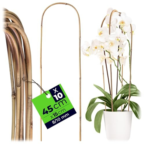 KADAX Bâtons en bambou en forme de U, 45 cm x 8/10 mm x 15 cm, lot de 10, bâtons pour orchidées en bambou, tuteur stable en arc pour plantes grimpantes, bâtons de plantation pour plantes grimpantes