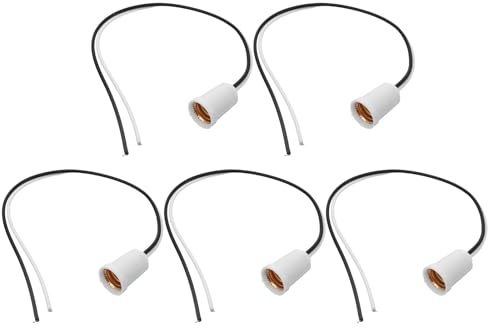 MAGICLULU Lot de 5 Douilles E12 avec Câble Blanc – Douille D'ampoule avec Fil pour Lampes Diy, Compatible à Suspendre et Éclairage Intérieur Extérieur, Accessoire pour Décoration