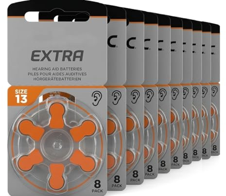 Rayovac 80 Hearing Aid Batteries Size 13 PR48 Orange 1.45V Zinc Air 310 mAh Mercury-Free