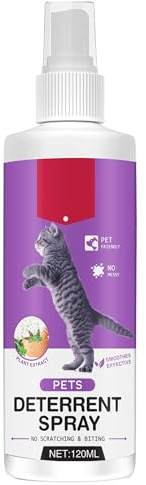 Katzenabwehrspray, Anti Katzen Spray & Hundeabwehr, 120 ml, Vertreibt Tiere ohne Chemie, Schützt Möbel, Pflanzen & Grundstück, Für drinnen & draußen, Kratzschutz-Formel, 2-in-1-Wirkung