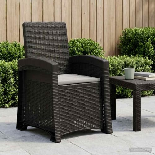 Goyphonic Verstellbarer Gartenstuhl in Rattan-Optik aus PP Anthrazit und Hellgrau, 3-Fach Rückenlehne, für Balkon Terrasse Garten, wetterfest Outdoor-Liege, 1 Stuhl