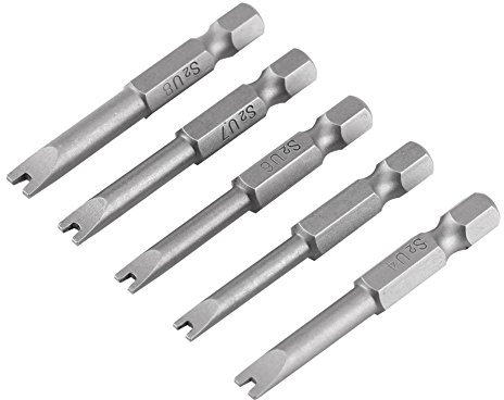 5pcs 50mm Puntas en Forma de U de Destornillador Puntas de Manija Hexagonal 1/4 Puntas de Acero de Aleación Magnético de Destornillador Herramienta Eléctrica